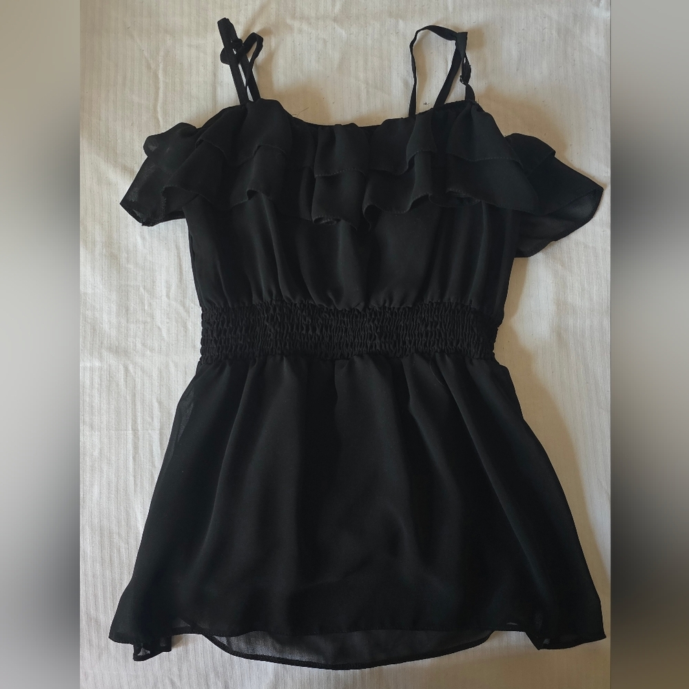 H&M Y2K Elegant Black Ruffled Top